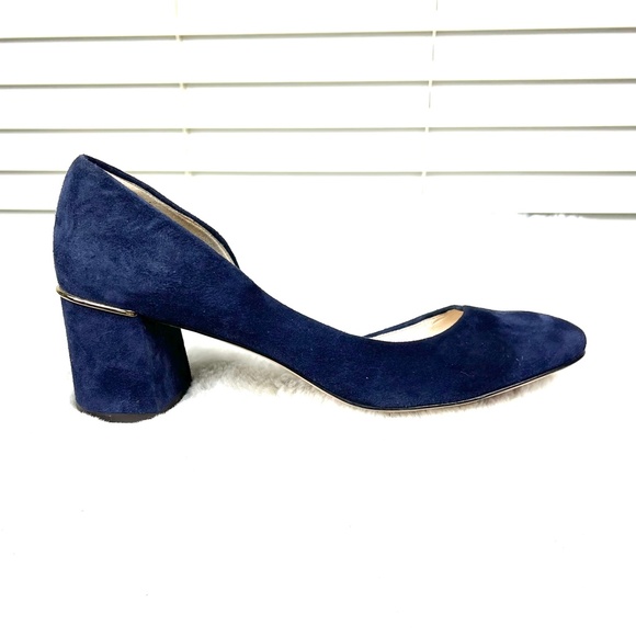 🚫SOLD!*|•COLE HAAN•| Navy Suede Cut Out Chunk Heel Dress Shoe* - Picture 6 of 16